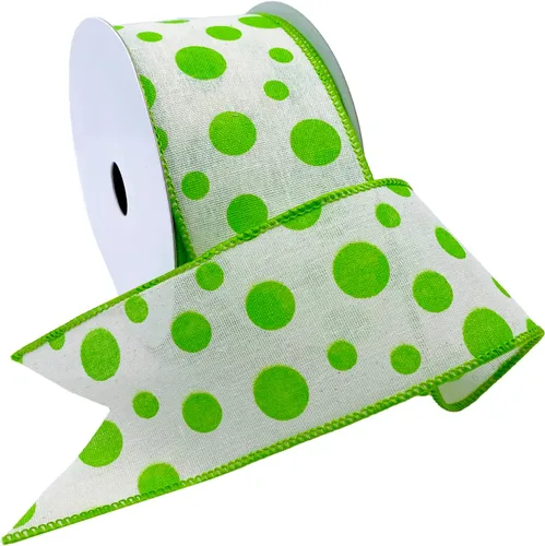 Miniatura 7 de Morex Ribbon Cinta de lino con alambre de puntos de burbujas, 1.5 pulgadas por 10 yardas, verde manzana, 7578.40/10-550