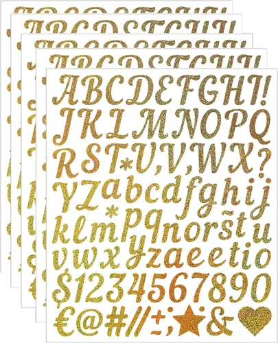 Miniatura 11 de 8 hojas de calcomanías de letras, 1008 calcomanías del alfabeto, letras autoadhesivas de vinilo de 1 pulgada, calcomanías de alfabetos negros ABC