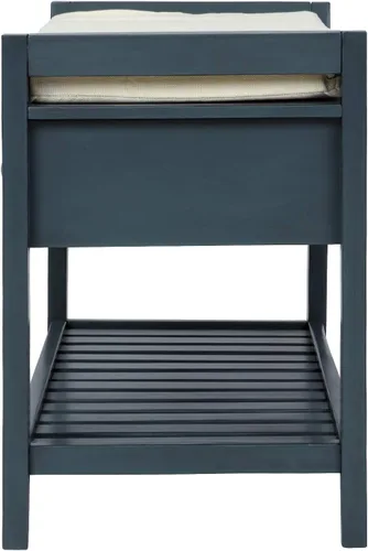 Miniatura 4 de Knocbel Banco de almacenamiento de entrada para zapatos con asiento acolchado, 2 cajones y estante de rejillas, sala de estar, entrada, pasillo