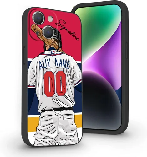 Miniatura 16 de Estuche de Béisbol Personalizado con Nombre y Número de Liquid Silicone para iPhone 17 Air 16 15 Pro Max 14 13 Mini 12 11 Xs Xr SE3 8 7 6 Plus