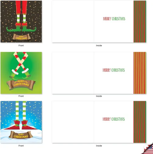 Miniatura 2 de The Best Card Company - 10 tarjetas navideñas de Santa con sobres - Juego surtido en caja, tarjetas navideñas para niños (4 x 5.12 pulgadas) - Pies