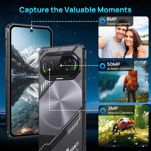 Miniatura 7 de FOSSIBOT Teléfono resistente F114 2026 desbloqueado, 16 GB RAM128 GB+2 TB ROM, pantalla HD+ de 6.67 pulgadas 120Hz, teléfonos celulares Android 15