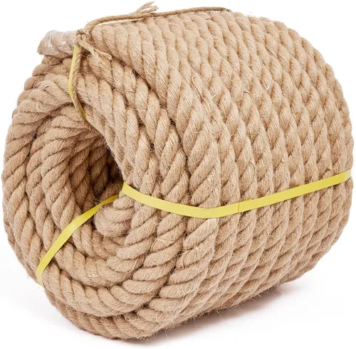 Miniatura 9 de Cuerda de yute de 1 pulgada y 25 pies, cuerda de yute resistente, cuerda de cáñamo natural, cuerda de cáñamo trenzada para manualidades, jardinería