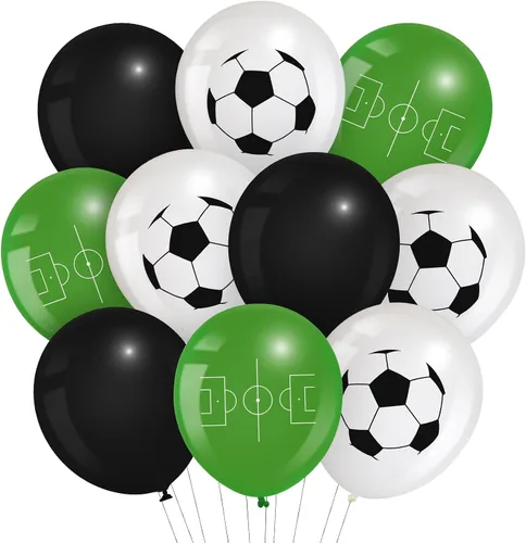 Miniatura 8 de Censen 45 globos de fútbol de 12 pulgadas, globos deportivos de látex para fiestas de fútbol, globos de retocar blanco, verde, marrón