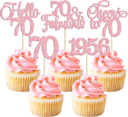 Miniatura 45 de Gyufise Paquete de 24 adornos negros para cupcakes de 10.º cumpleaños con purpurina negra 10 Ten Hello 10 Dights dobles desde 2015 para decoraciones