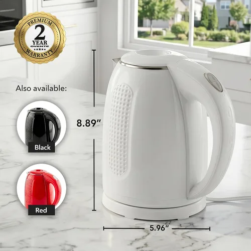 Miniatura 7 de OVENTE - Hervidor eléctrico de té de 1,7 litros de doble pared, caldera y calentador de agua de 1100 W con exterior de tacto frío, interior aislado