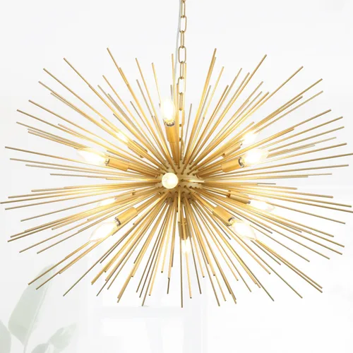 Miniatura 16 de Candelabros Sputnik modernos dorados de 20 pulgadas, lámpara de techo semiempotrada de 4 luces de mediados de siglo, candelabros satélite Starburst