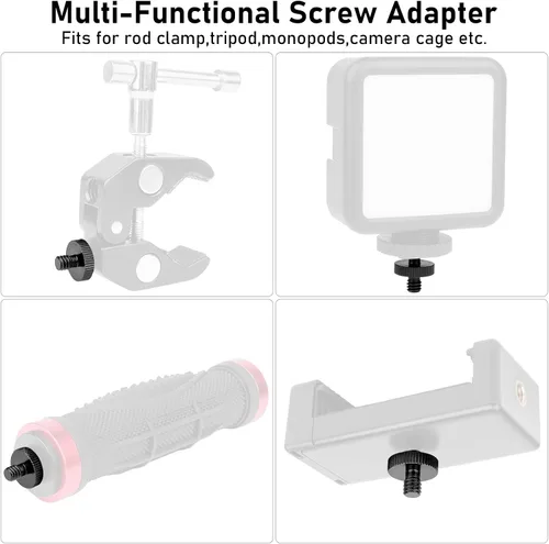 Miniatura 4 de Adaptador de tornillo de trípode roscado macho de 1/4 pulgadas a macho de 1/4 pulgadas, convertidor de rosca de montaje estándar para montaje