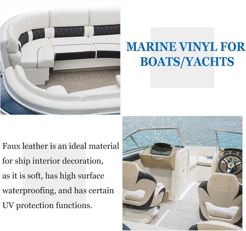 Miniatura 6 de Tela marina de vinilo de cuero sintético, almohadillas interiores de repuesto para barcos y techos, más suave y duradera (48 x 55 pulgadas, beige)