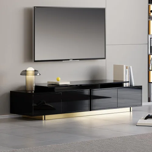 Miniatura 5 de Homary - Soporte extensible para sala de estar, consola multimedia para televisores de 65 a 85 pulgadas (negro)