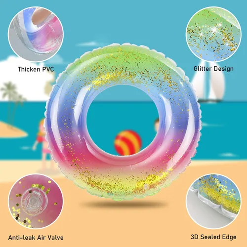 Miniatura 3 de Flotadores de piscina para niños, paquete de 3, anillos de natación inflables para niños de 2 a 5 años de edad, tubos de piscina, flotadores
