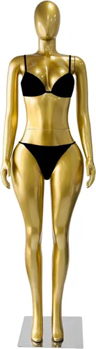 Miniatura 8 de Maniquí femenino de cuerpo completo dorado mate de 70.8 pulgadas, maniquí de exhibición de estilo brasileño con brazos ajustables, soporte de torso