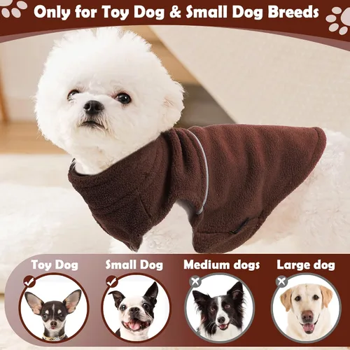 Miniatura 4 de Suéteres para perros pequeños hembras, chaleco de forro polar para perra, suéter con agujero para la correa, pullover cálido, chaqueta para Café