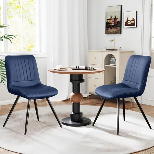 Miniatura 18 de Sillas de comedor, modernas sillas de comedor con cojines gruesos, sillas tapizadas de piel sintética para cocina, comedor con patas de metal