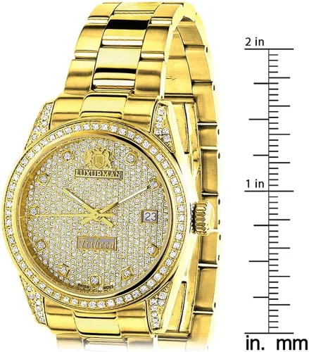 Miniatura 5 de LUXURMAN Iced Out - Reloj de mujer chapado en oro amarillo con diamantes Tribeca de 15 quilates Amarillo