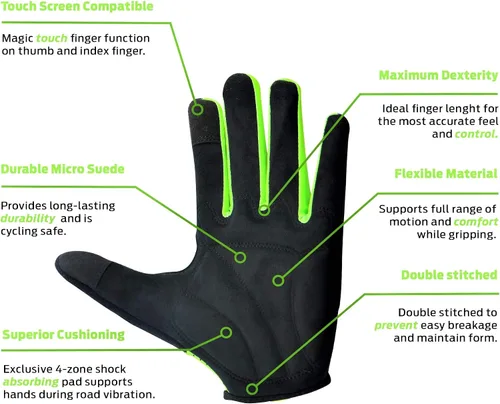 Miniatura 3 de LuxoBike Guantes de ciclismo para mujer, ligeros, transpirables, absorben los golpes, con pantalla táctil, guantes deportivos para hombre
