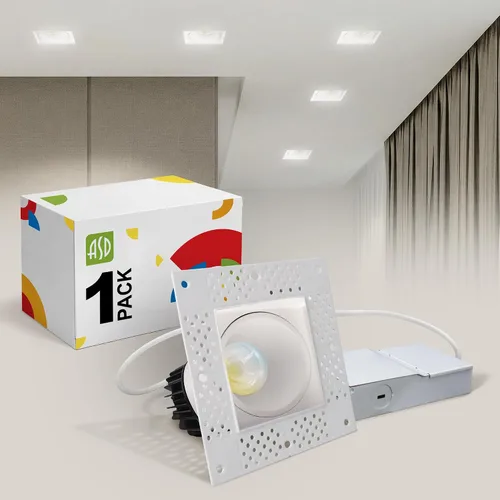 Miniatura 11 de ASD - Lámpara de techo empotrable LED sin bordes de 2 pulgadas, descendente sin lata con caja de conexiones, 5CCT seleccionable 2700K-5000K, 8W 636