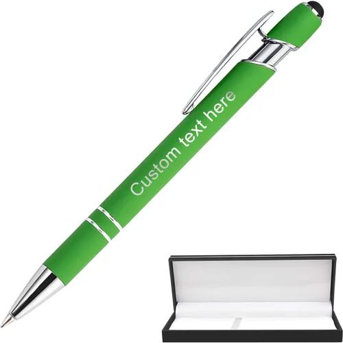 Miniatura 25 de Bolígrafos personalizados a granel con punta de lápiz capacitivo, bolígrafos personalizados de 0.020 in con nombre, logotipo o mensaje grabado