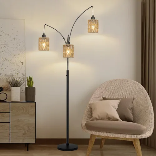 Miniatura 7 de Pantalla pequeña de ratán para lámpara, pantallas bohemias de repuesto H5.9''xΦ4.7'', cubiertas de luz para ventilador de techo, pantalla cilíndrica