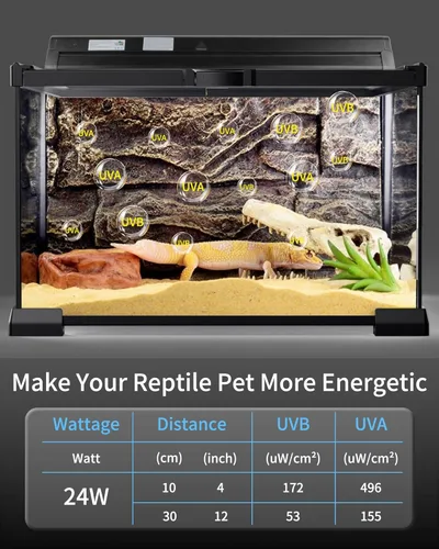 Miniatura 4 de LUCKY HERP T5 - Kit combinado de lámpara para reptiles de 24 W (nueva actualización), lámpara de reptil UVB con tubo fluorescente Desert UVB 10.0