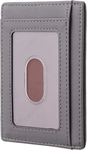 Miniatura 27 de Travelambo billetera mediana y minimalista de cuero para bolsillo frontal, con bloqueo de interferencia de radiofrecuencia
