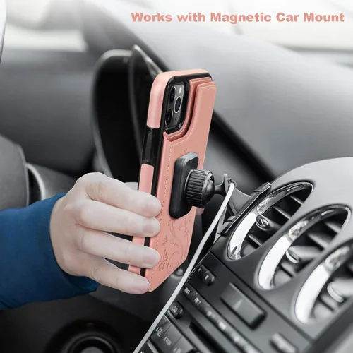 Miniatura 4 de Vaburs Funda para iPhone 11 Pro Max con tarjetero, diseño de mariposa en relieve de piel sintética de alta calidad, doble botones magnéticos, a Oro