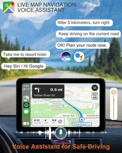 Miniatura 3 de Estéreo de coche inalámbrico CarPlay y Android Auto, pantalla táctil de 7 pulgadas HD, Bluetooth, AirPlay, reproductor de música y video portátil