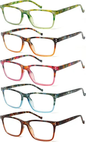 Miniatura 16 de JOSCHOO Paquete de 5 lentes de lectura para hombres y mujeres, bisagras de resorte, anteojos cómodos para leer (5 negros, 1.75)