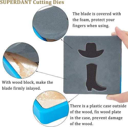 Miniatura 3 de SUPERDANT Aretes de vaquero de madera troquelados para botas de vaquera, troqueles de corte occidental, para mujer, troquelados, 2 formas, Cowboy