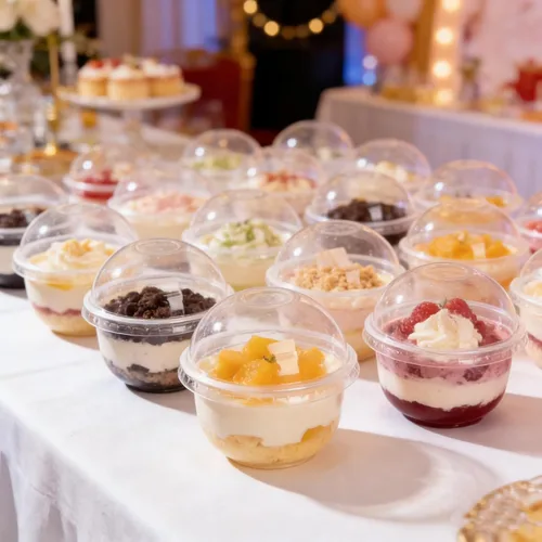 Miniatura 4 de Pumtus Paquete de 100 tazas de plástico de postre de 8 onzas con tapas de cúpula, tazas de yogur transparente sin agujeros, vasos desechables