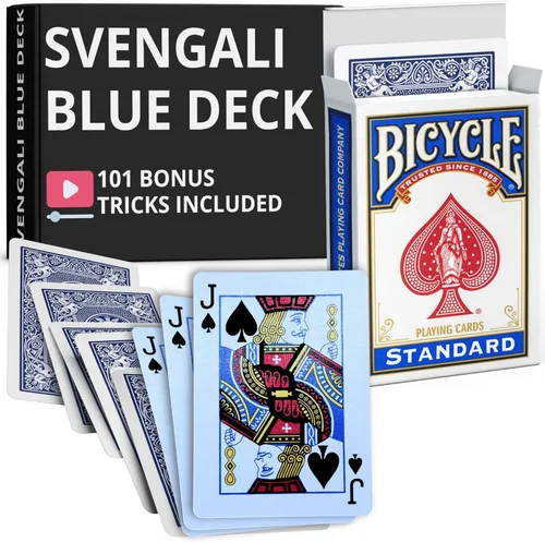 Miniatura 40 de Ted's Sterling Magic Precision Blue Rider Back Bicicleta Svengali Deck con instrucciones para más de 100 trucos (2 de clubes)