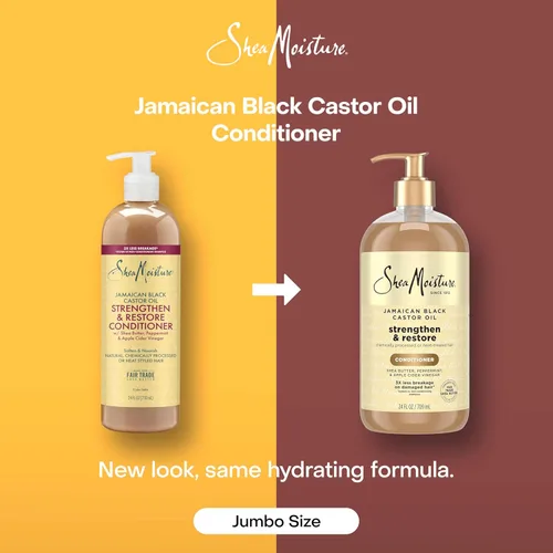 Miniatura 3 de SheaMoisture Acondicionador fortalecedor y restaurador de aceite de ricino negro de Jamaica para cabello dañado, sin parabenos, 24 onzas