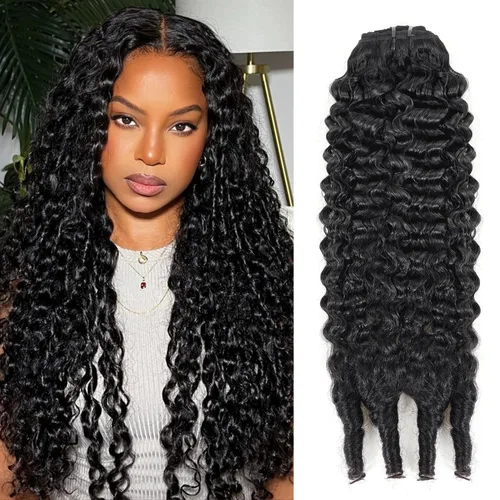 Miniatura 13 de Extensiones de cabello con clip de 12 pulgadas, rizado birmano, negro natural, extensiones de cabello con clip rizado birmano, cabello humano real