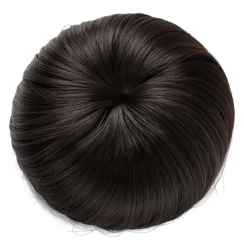 Miniatura 23 de Onedor Extensión de Cabello de Fibra Sintética Chignon Donut Moño Peluca (2# - Marrón Oscuro)