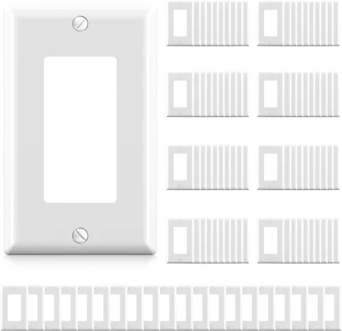 Miniatura 19 de ELEGRP Placa decorativa de pared para receptáculo, cubiertas decorativas de tamaño estándar de 1 gang, placas frontales de policarbonato irrompibles