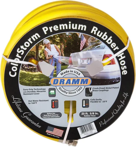 Dramm ColorStorm Premium manguera de jardín de hule de 50-pies por 5/8-pulgadas de diámetro, Amarillo