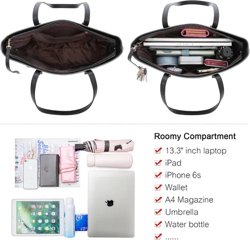 Miniatura 3 de Juego de 3 bolsas de mano para mujeres bolsa tipo tote para llevar colgada del hombro, bolso satchel y bolso hobo