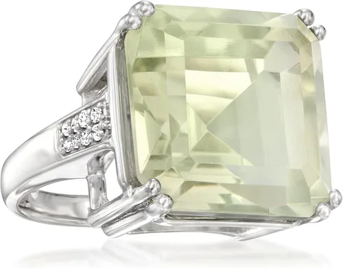 Miniatura 4 de Ross-Simons 16.00 Carat Prasiolite and .19 ct. t.w. Diamond Ring in Sterling Silver