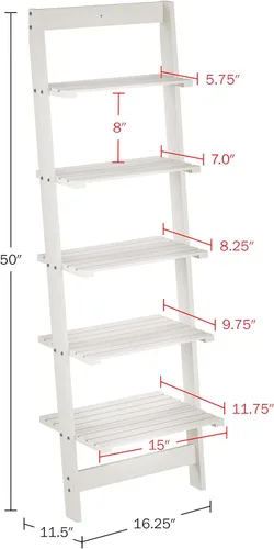 Miniatura 3 de Lavish Home - Estantería de escalera de 5 niveles, estantería inclinada estrecha de 50 pulgadas, estantería de madera para sala de estar, baño