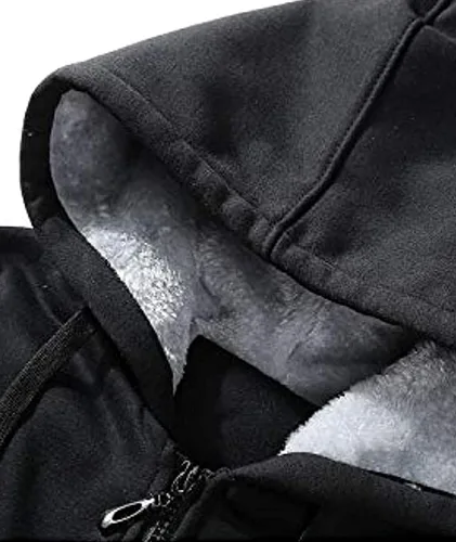 Miniatura 5 de SCODI - Sudaderas con capucha para hombre sudadera de forro polar pesado cremallera completa forro de sherpa grueso