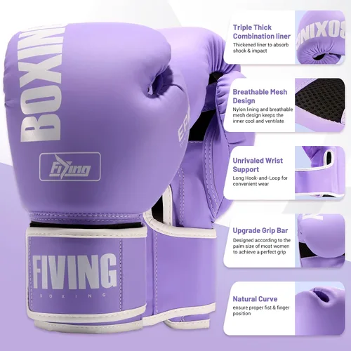Miniatura 2 de Guantes de boxeo estilo profesional para mujeres, de cuero PU, para entrenamiento de Muay Thai, Sparring, lucha de kickboxing, guantes para saco