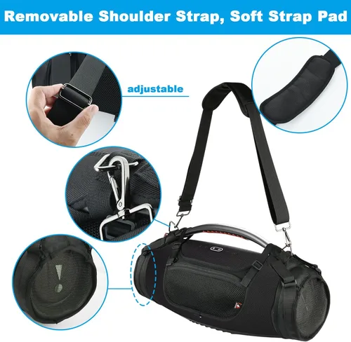 Miniatura 4 de Correa de transporte de viaje para JBL Boombox 3/Boombox 3 Wi-Fi impermeable altavoz portátil, correa para el hombro con dos cubiertas laterales
