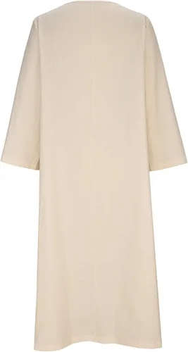 Miniatura 6 de Akivide Womens Cotton Linen Long Sleeve Loose Maxi Dress Plus Size Casual Flowy Pleated Crewneck Beach Dress with Pocket