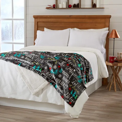 Miniatura 2 de Great Bay Home Manta de Navidad de 50 x 60 pulgadas de vellón sherpa, de felpa suave y aterciopelada, para el sofá o la cama, cálida y cómoda