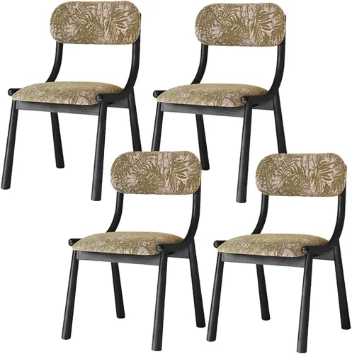 Miniatura 12 de Rustic Fabric Dining Room Chairs, Kitchen Chair with Backrest, Dining Chairs Lobby Chair Set for French Country Farmhouse Kitchen Home Brown+black