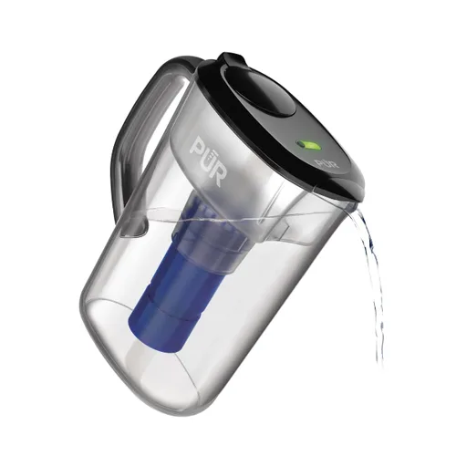 PUR Jarra de filtro de agua de 7 tazas con 1 filtro PUR original, filtración potente 3 en 1, sin BPA, apta para lavavajillas, humo, PPT710BA