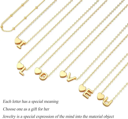 Miniatura 5 de DEARMAY Delicadas pulseras de oro con inicial de corazón para mujer, a la moda, de oro real de 14 quilates, pulsera con dije de letra, joyería linda