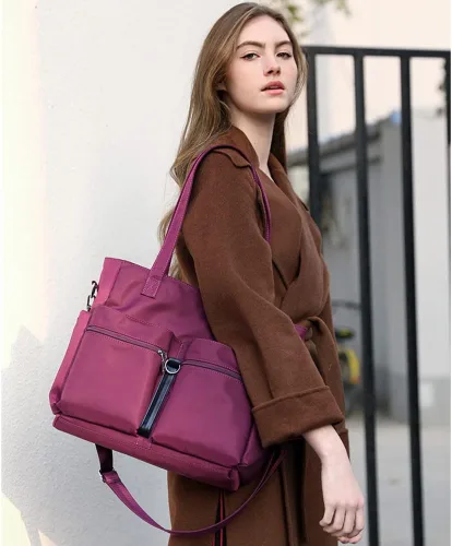 Miniatura 2 de Bolsas de nailon para mujer, impermeable, bolsa de hombro casual, bolso ligero, bolsa de múltiples bolsillos