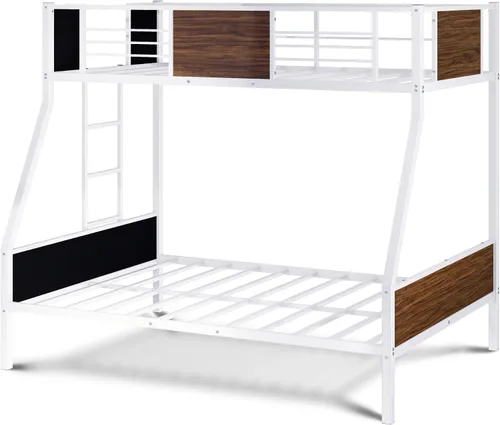 Miniatura 12 de East West Furniture JAFTBLK Jackson - Litera de tamaño matrimonial, dos camas divididas, una escalera con dos escalones y barandillas de protección