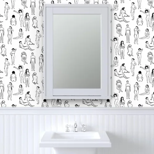 Miniatura 9 de Papel tapiz para despegar y pegar, para mujer, negro, blanco, niña, poder, vida, dibujo, cuerpo, salud, papel pintado extraíble personalizado por